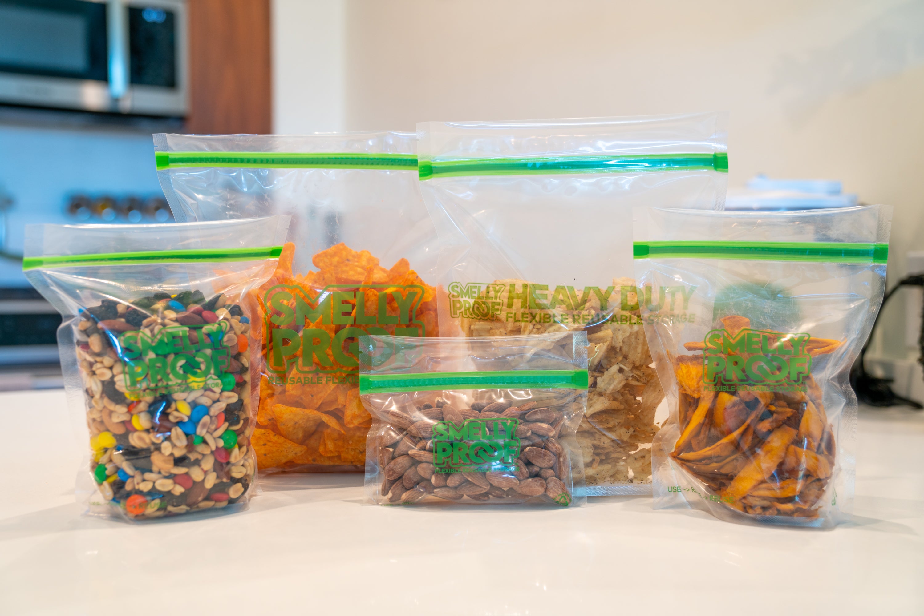 thumbnail image 2 of 50 Green Mylar Resealable Bags – 3.5x5, Smell-Proof, UV Protection, Zipper Lock 2 of 4