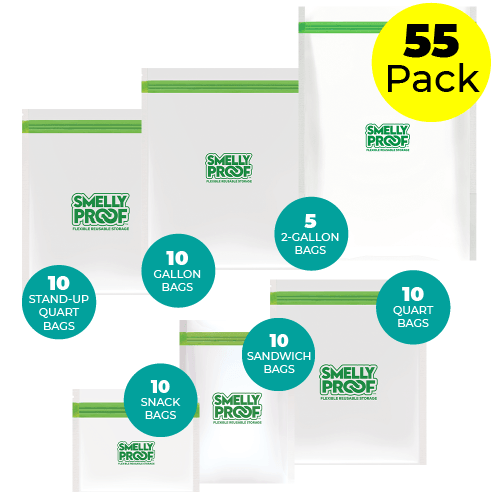 Smelly Proof Reusable Heavy-Duty Storage Bags Variety Pack - Set of 4 Clear