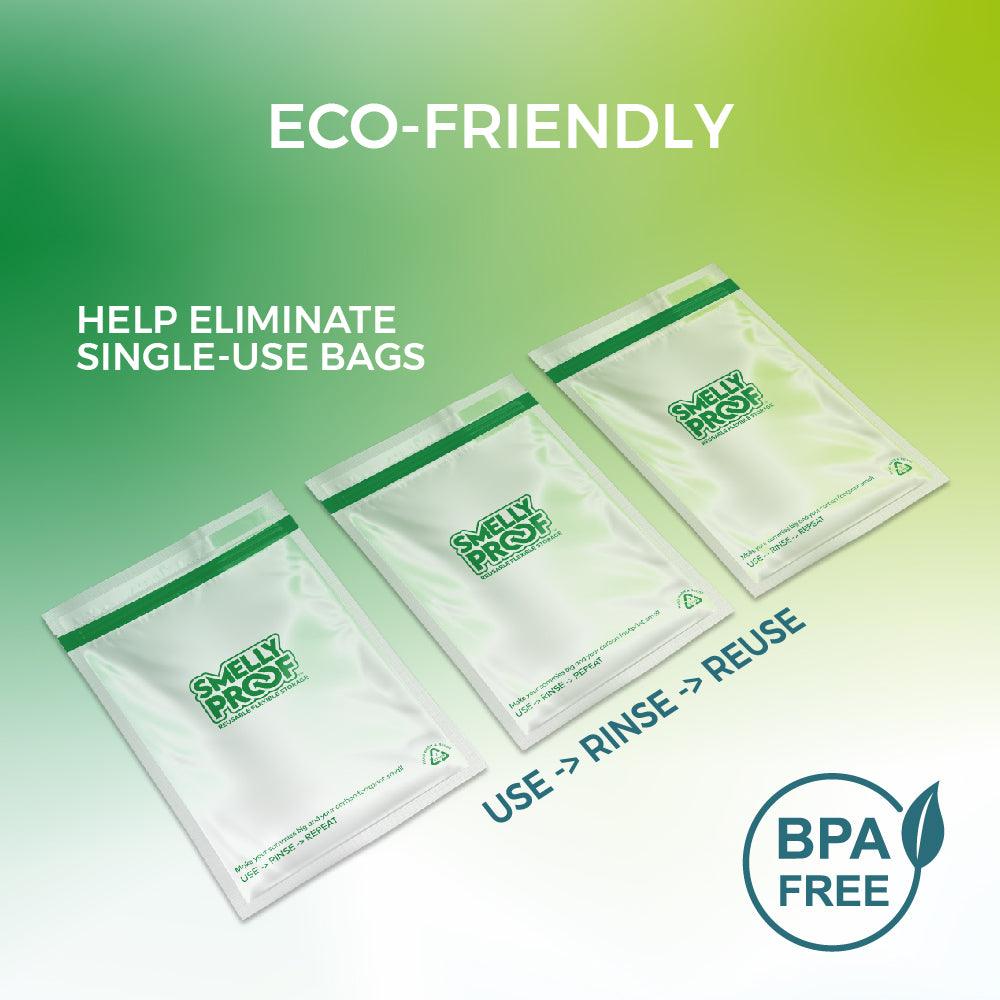Reusable Storage Bags by Smelly Proof, Extra Large Heavy Duty 5-mils US-Made, BPA Free Dishwasher-Safe Ziploc Reusable Freezer Bags Triple Zip Clear